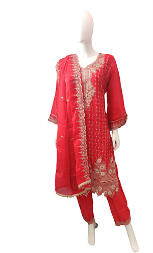 Peacock Radiance Embroidered Suit