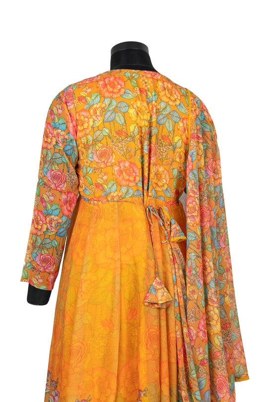 Yellow Digital Print Anarkali Suit