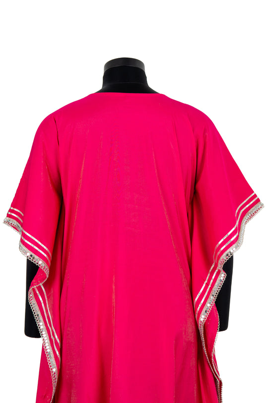 Fushcia Pink Kaftaan Suit With Potli