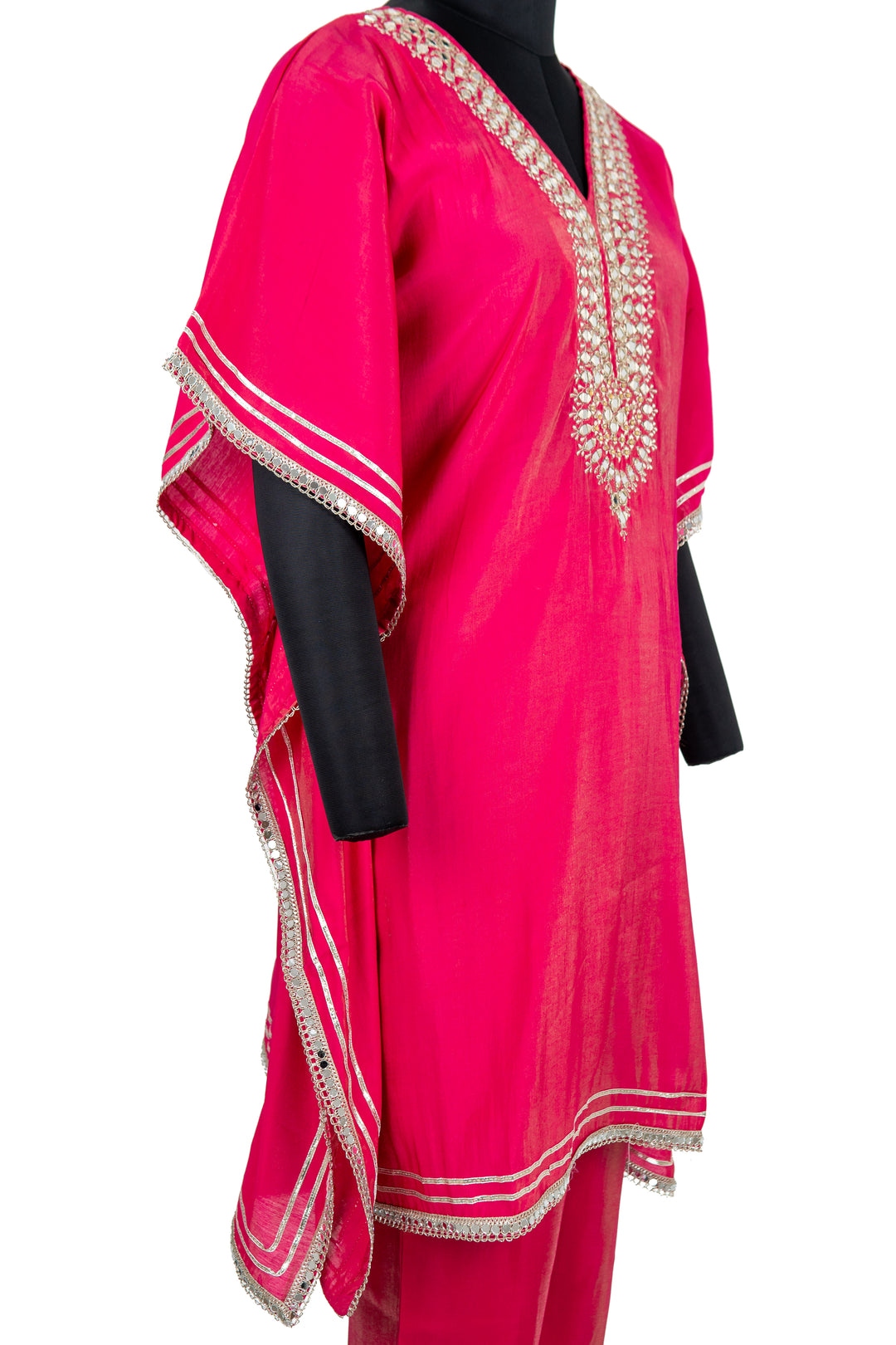 Fushcia Pink Kaftaan Suit With Potli