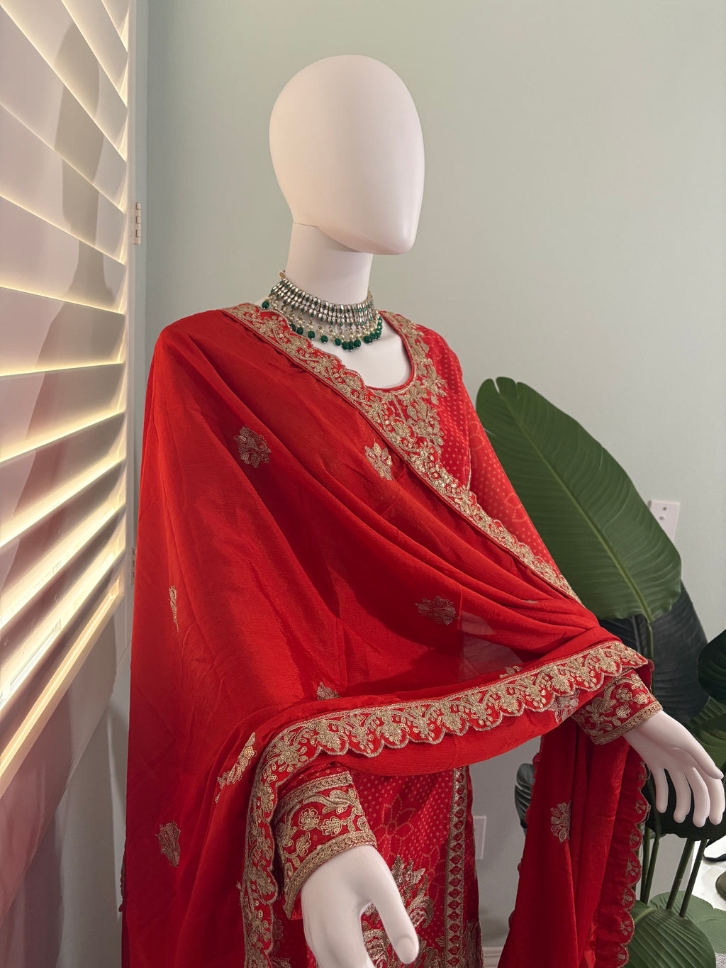 Radiance in Rust: Embroidered Palazzo Suit Set