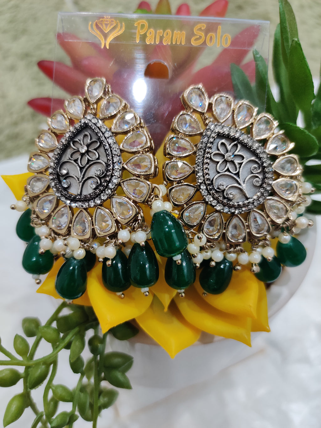 Regal Kundan Drop Chandbali Earrings