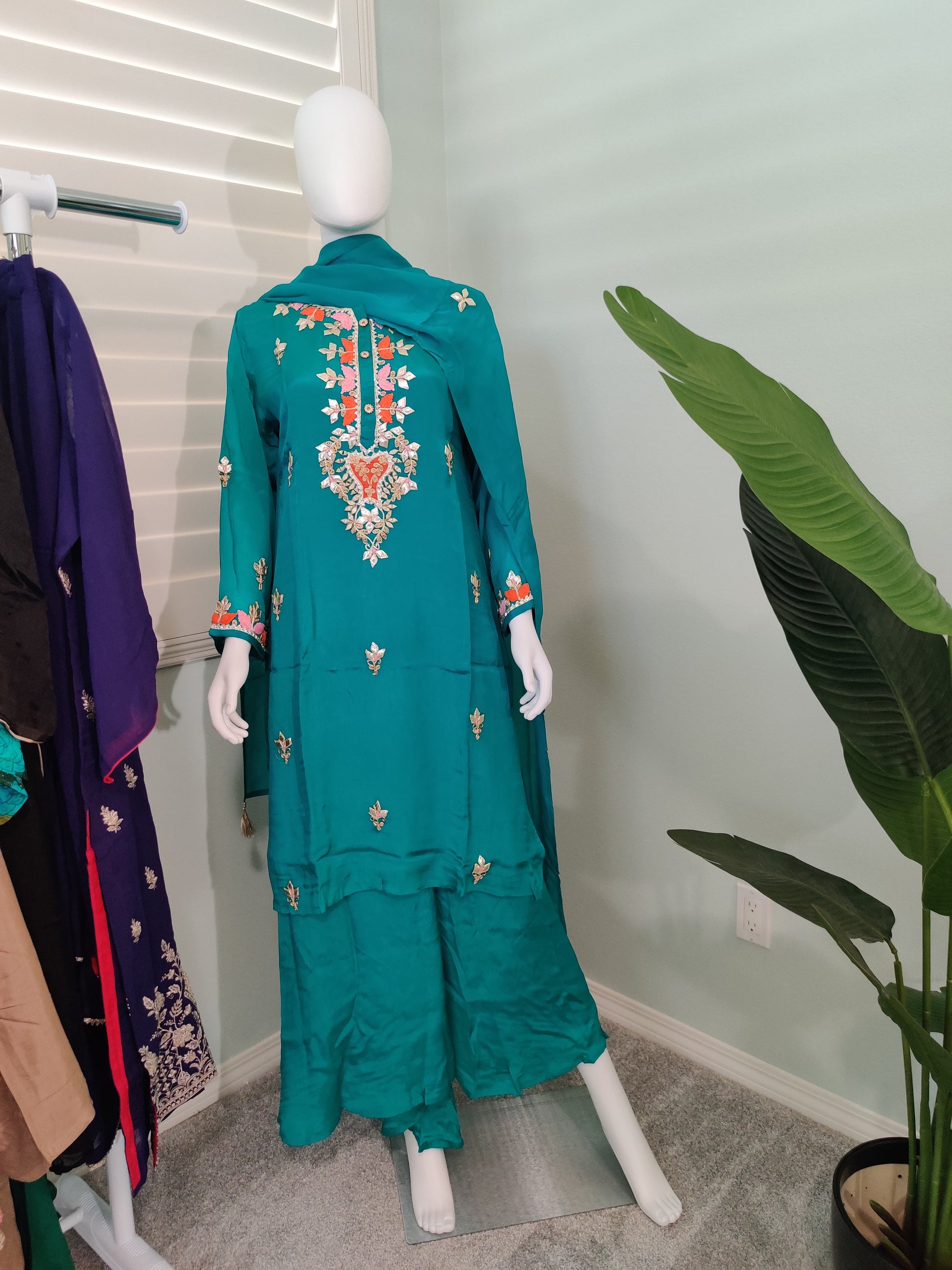 Teal Splendor Palazzo Suit