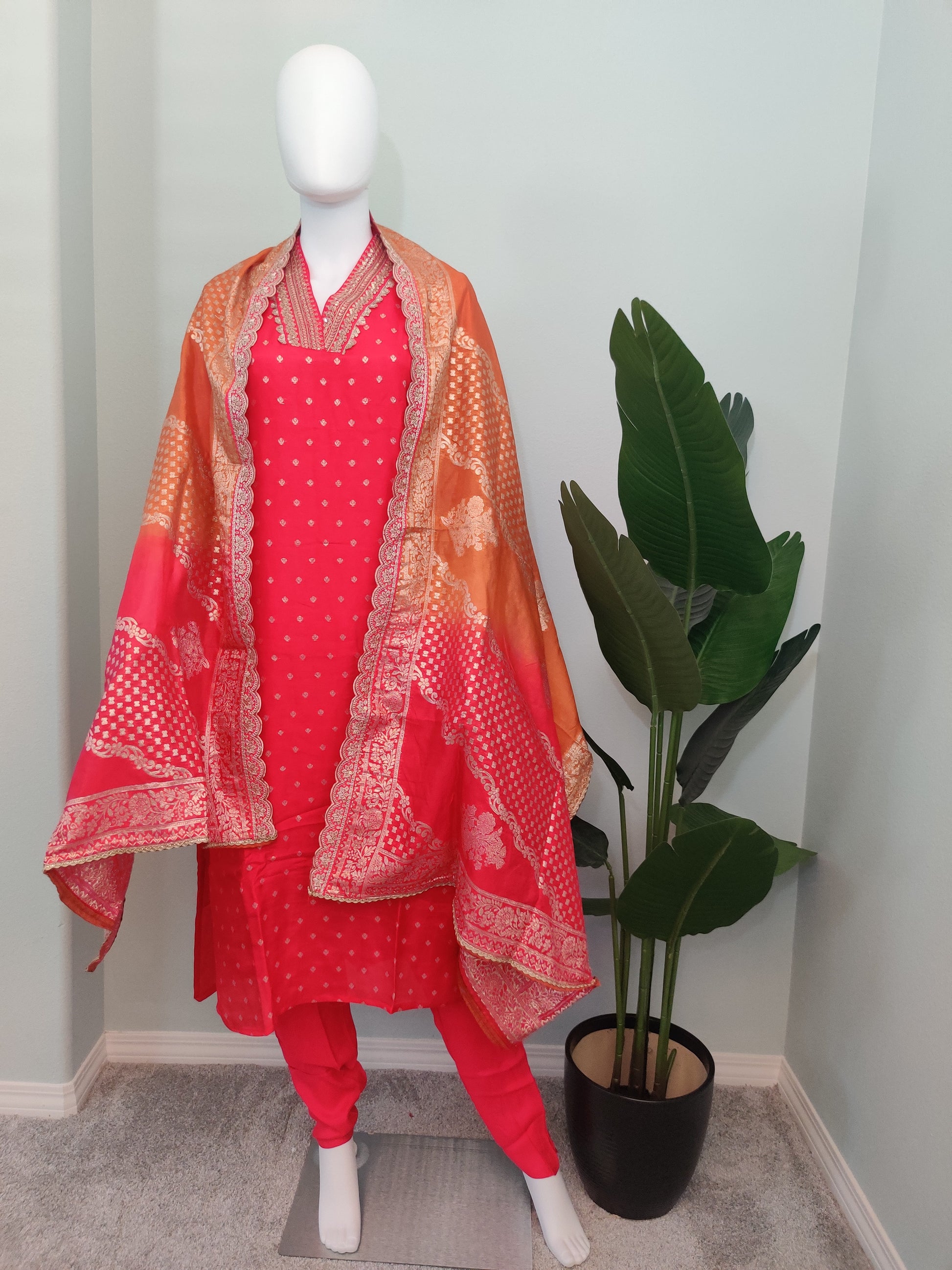 Embellished Festive wear Pink Kurta set