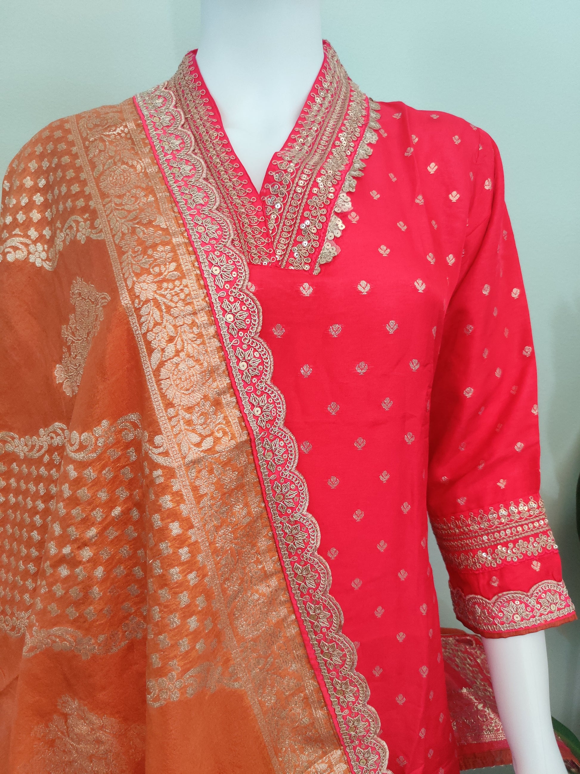 Embellished Festive wear Pink Kurta set