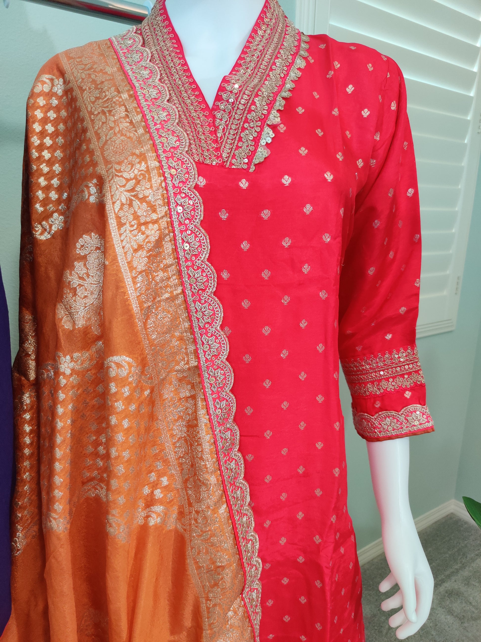 Embellished Festive wear Pink Kurta set