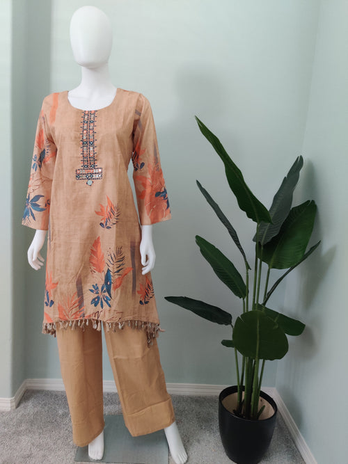 Botanical Breeze C-Cut Cotton Kurta Set