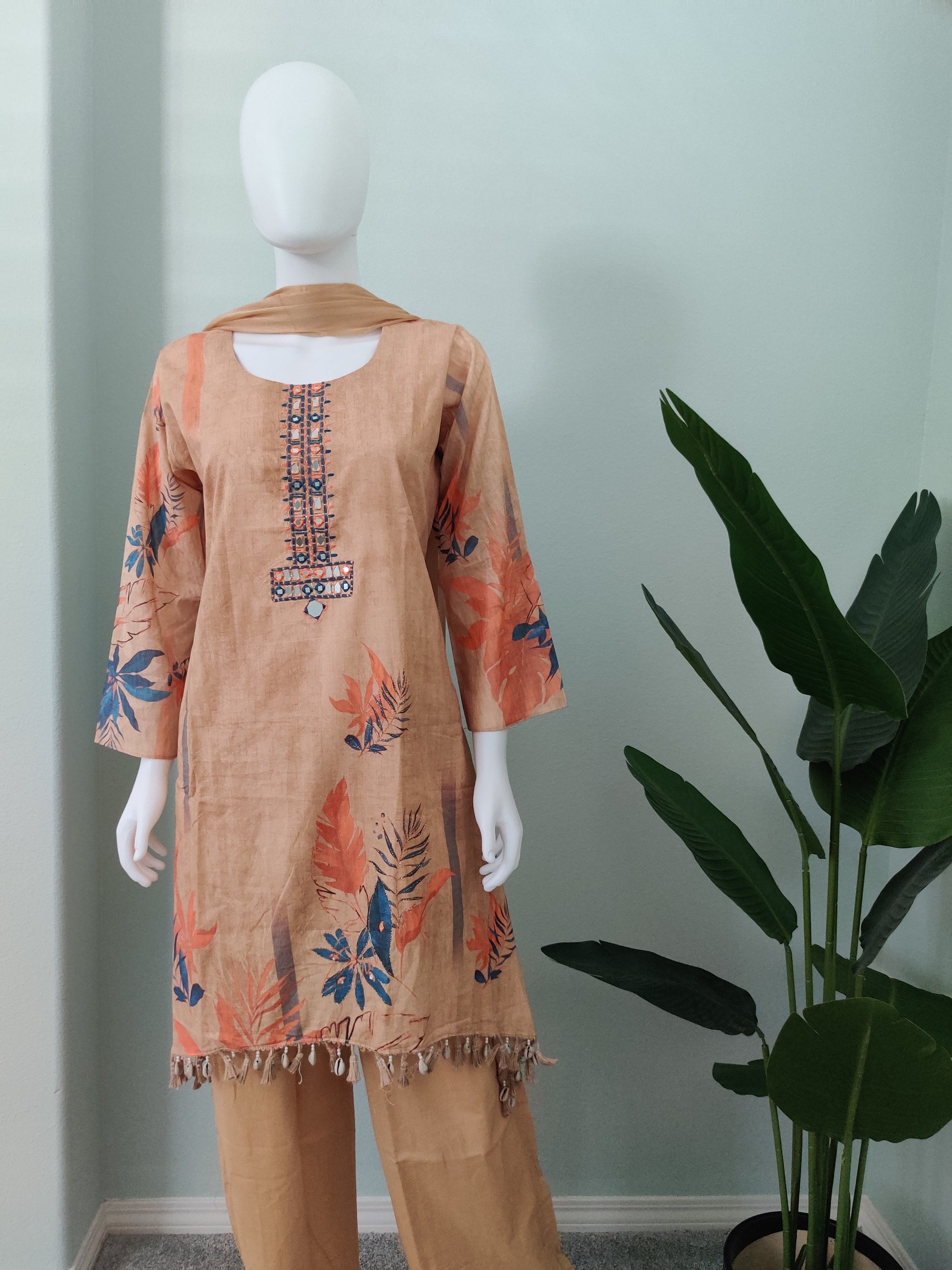 Botanical Breeze C-Cut Cotton Kurta Set