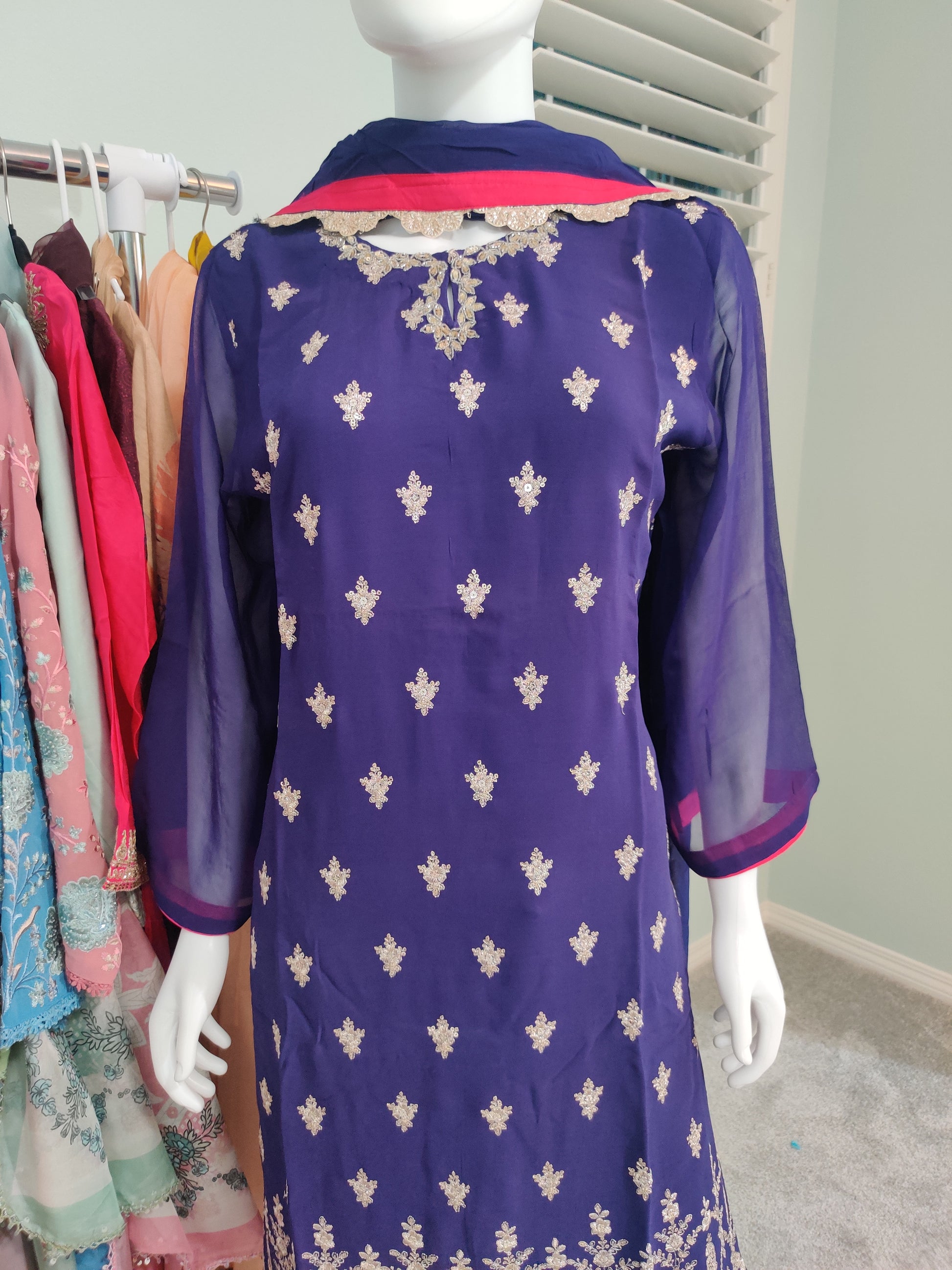 Regal and Elegant Purple Pakistani Plazzo Suit