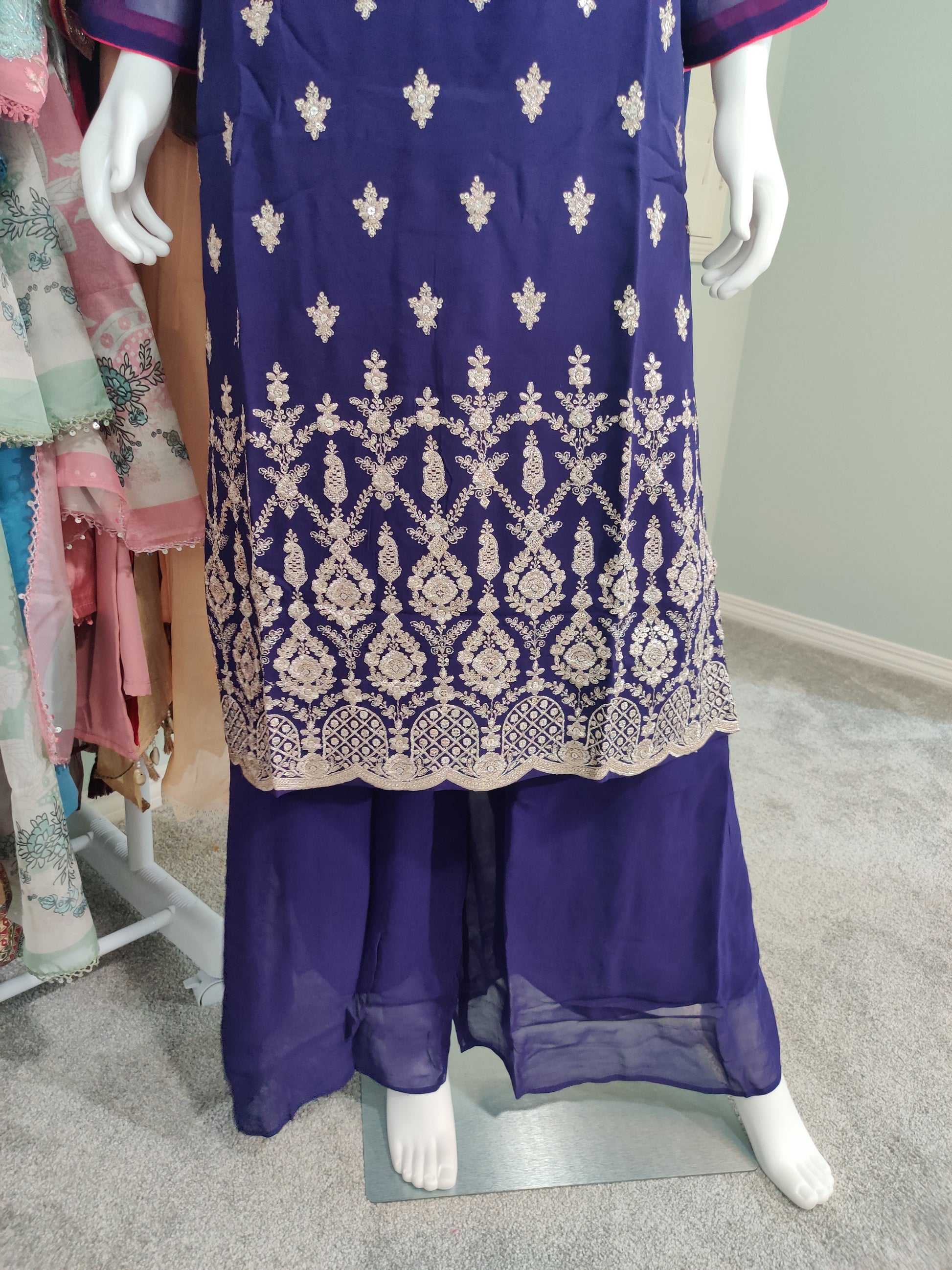 Regal and Elegant Purple Pakistani Plazzo Suit