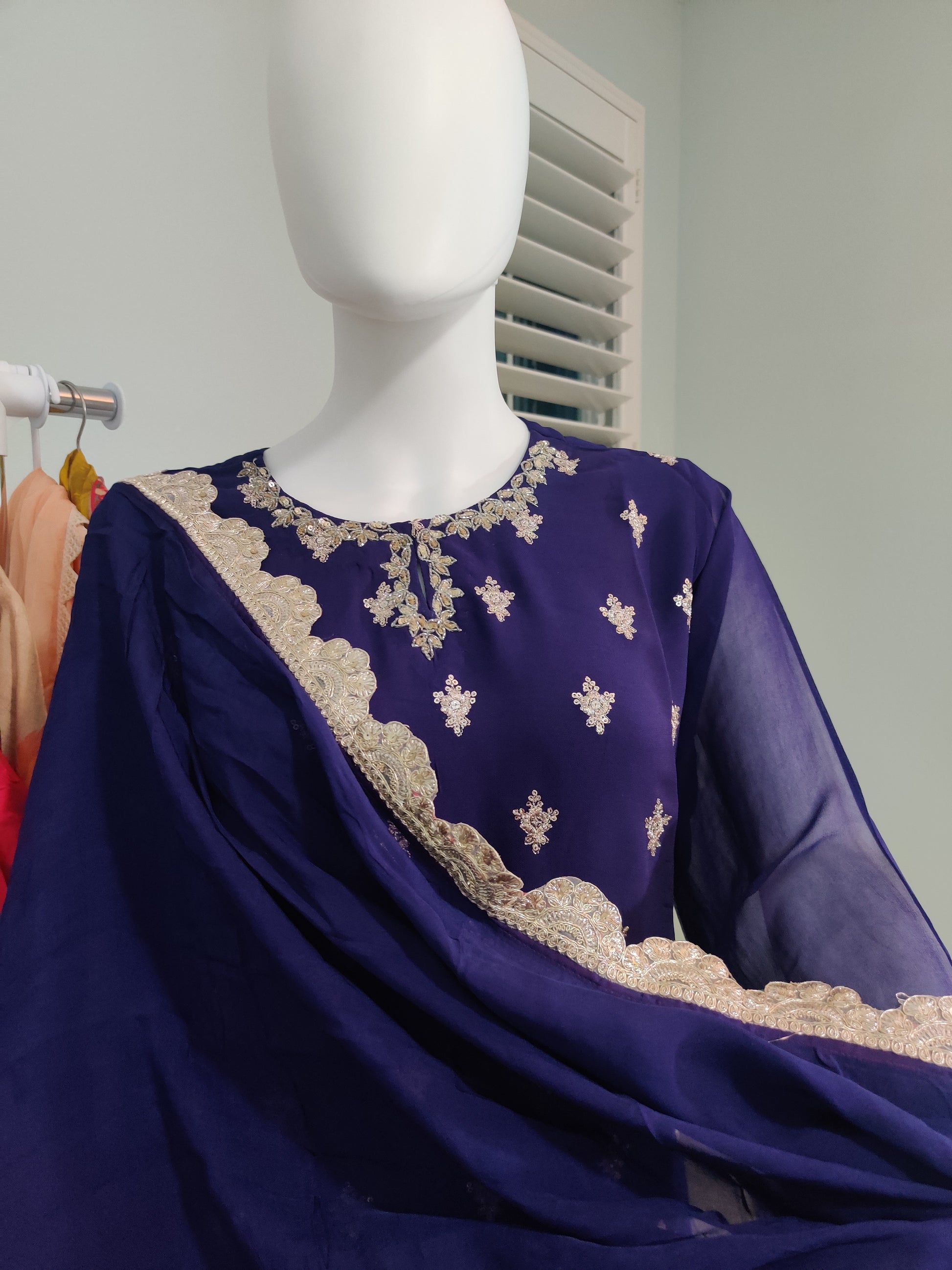 Regal and Elegant Purple Pakistani Plazzo Suit