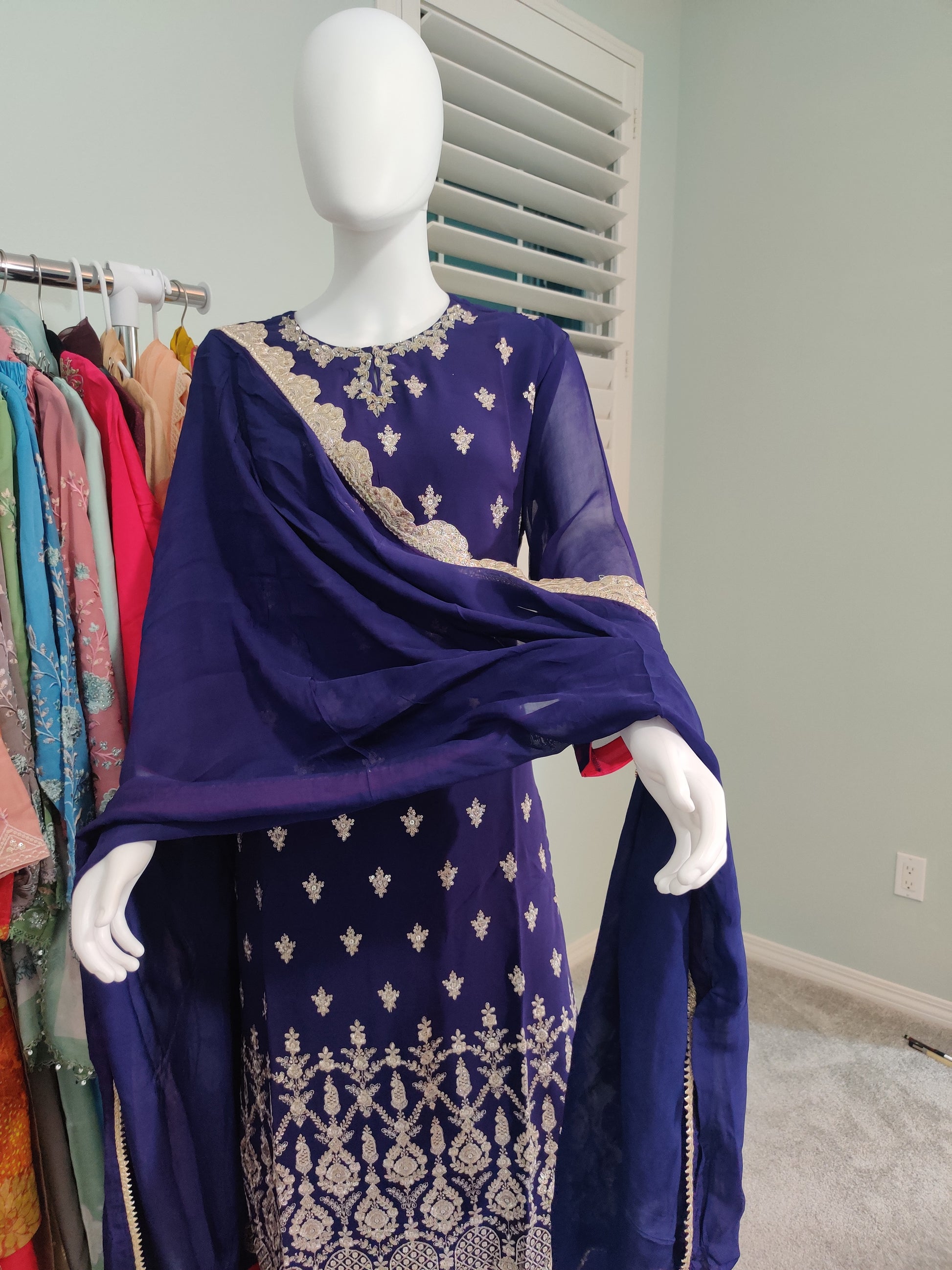 Regal and Elegant Purple Pakistani Plazzo Suit