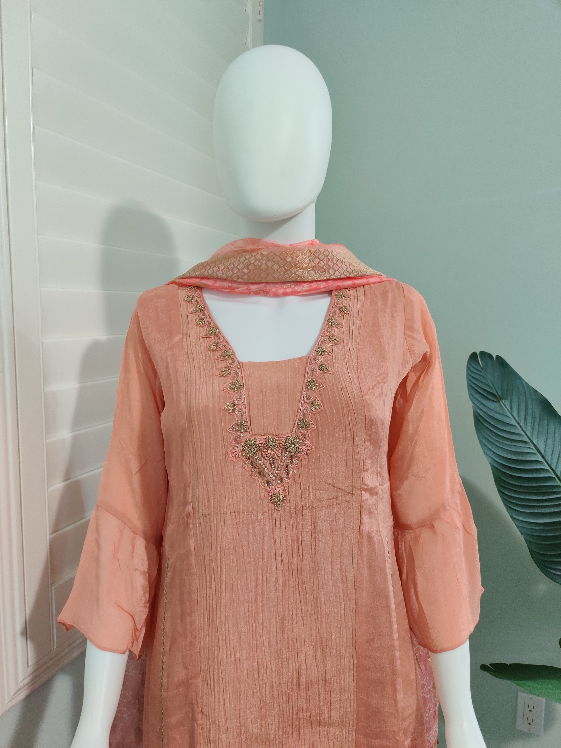 Coral Elegance A-Line Kurta Set