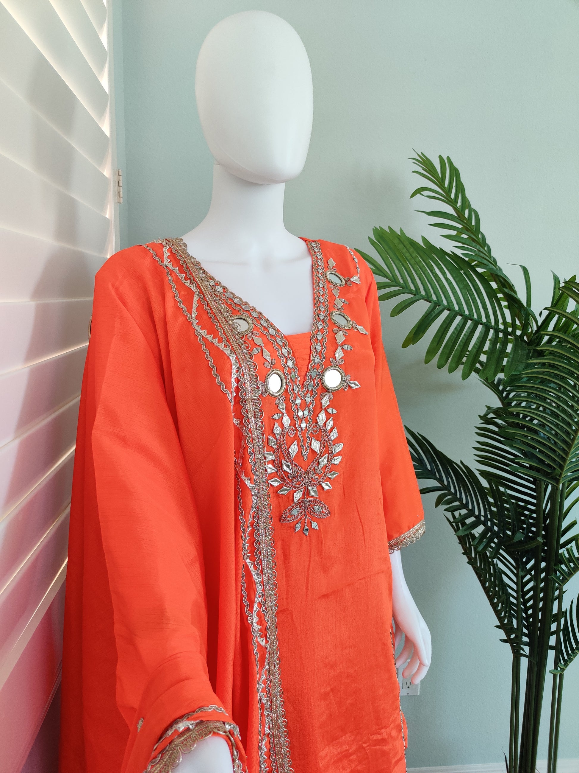 ✨ Regal Radiance — Heavy Chinon Mirror Work & Gotta Patti Plazzo Suit