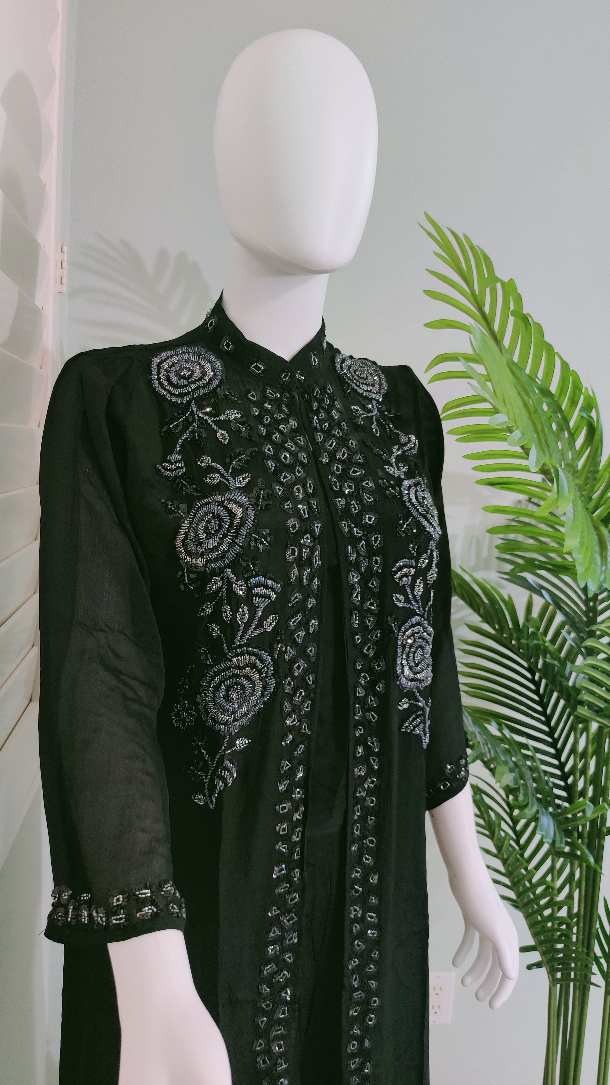 Black Handcrafted Indo Western Elegance in Chinon