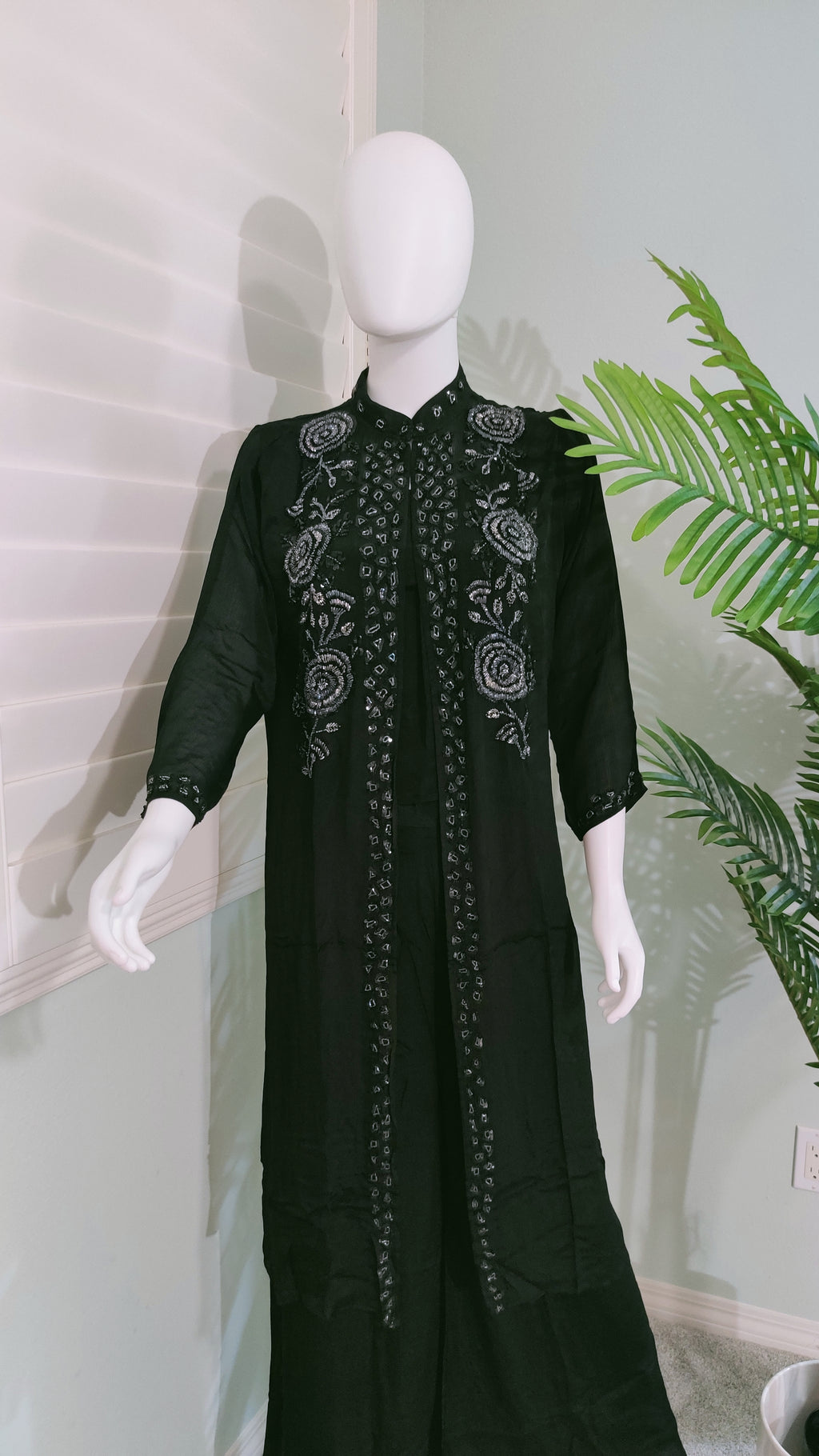 Black Handcrafted Indo Western Elegance in Chinon