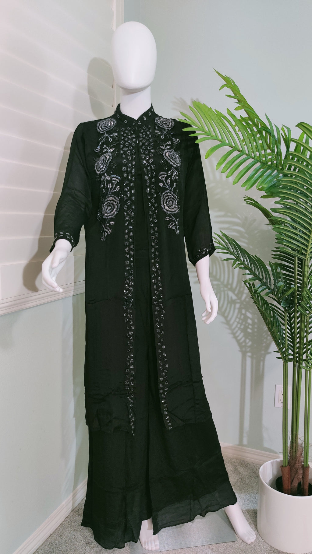 Black Handcrafted Indo Western Elegance in Chinon