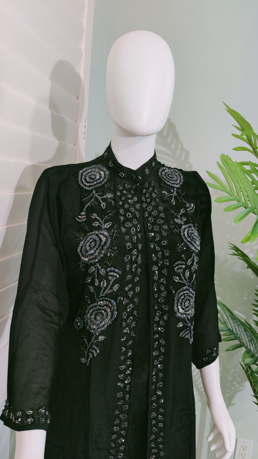 Black Handcrafted Indo Western Elegance in Chinon