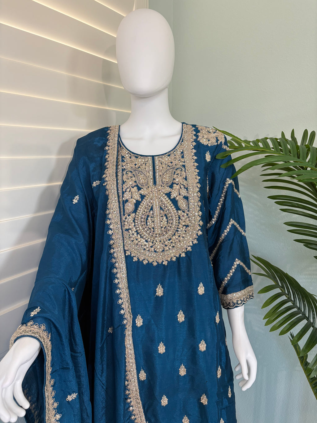 ✨ Heavy Chinon Embroidered Palazzo Set