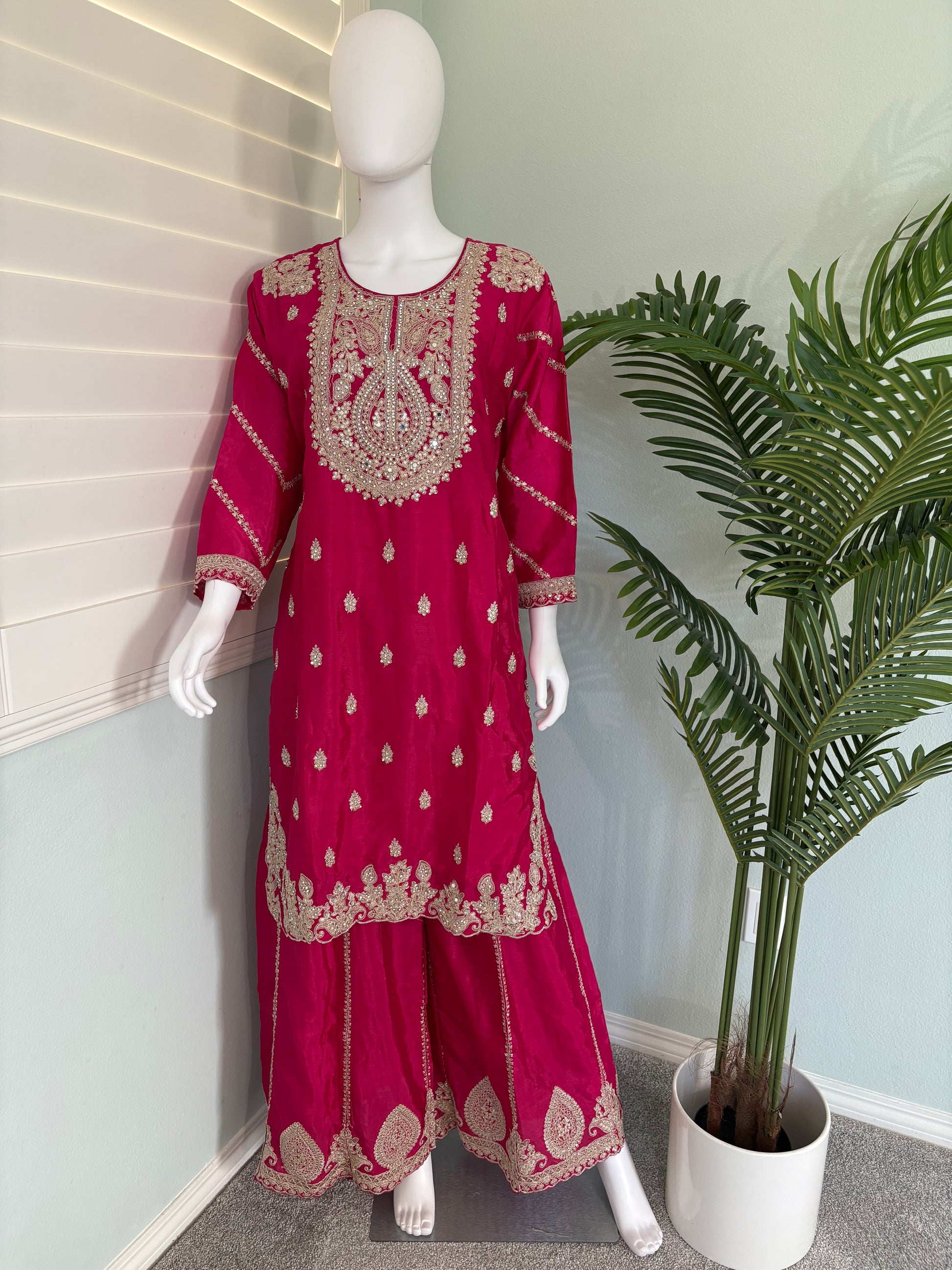 ✨ Heavy Chinon Embroidered Palazzo Set