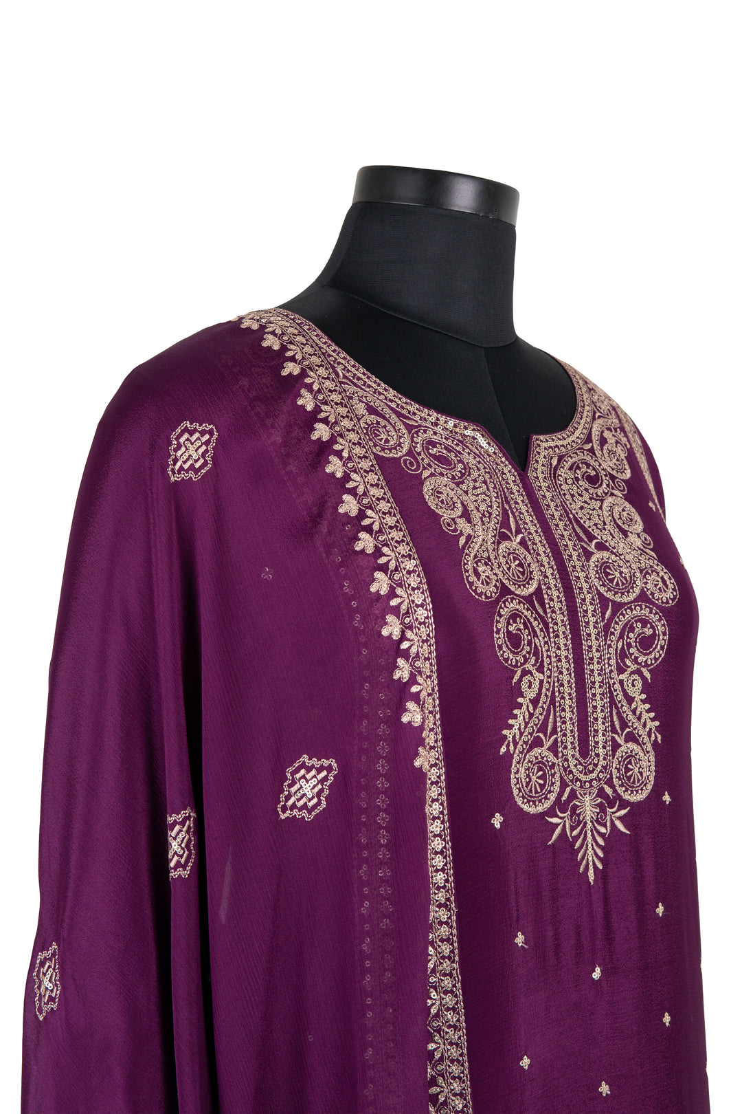 Fully Embroidered Deep Purple Palazzo Set