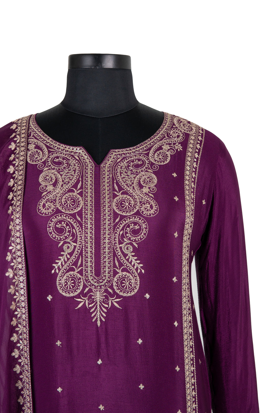 Fully Embroidered Deep Purple Palazzo Set