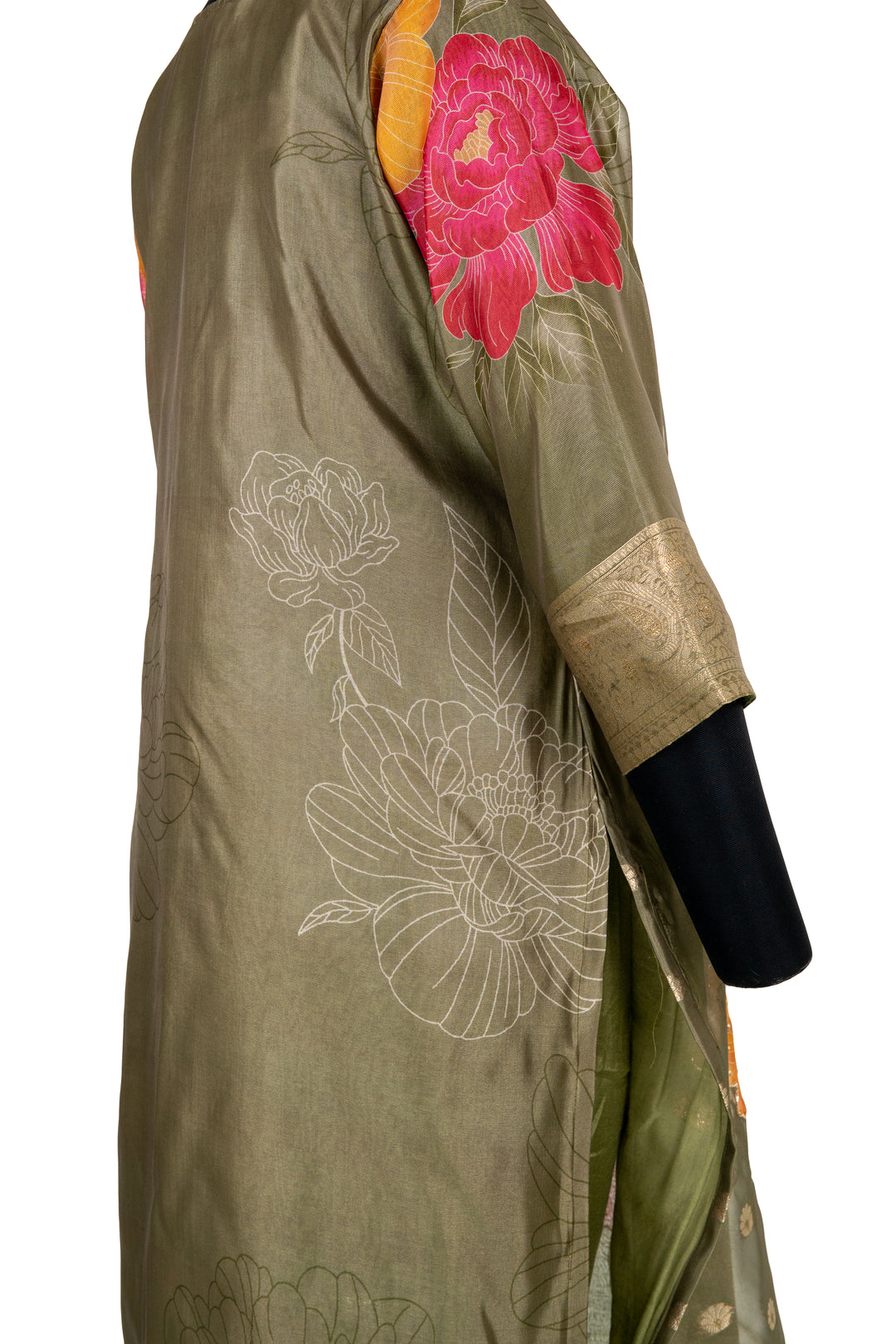 Fully Embroidered Mehndi Green Straight Pant Suit With Banarasi Dupatta