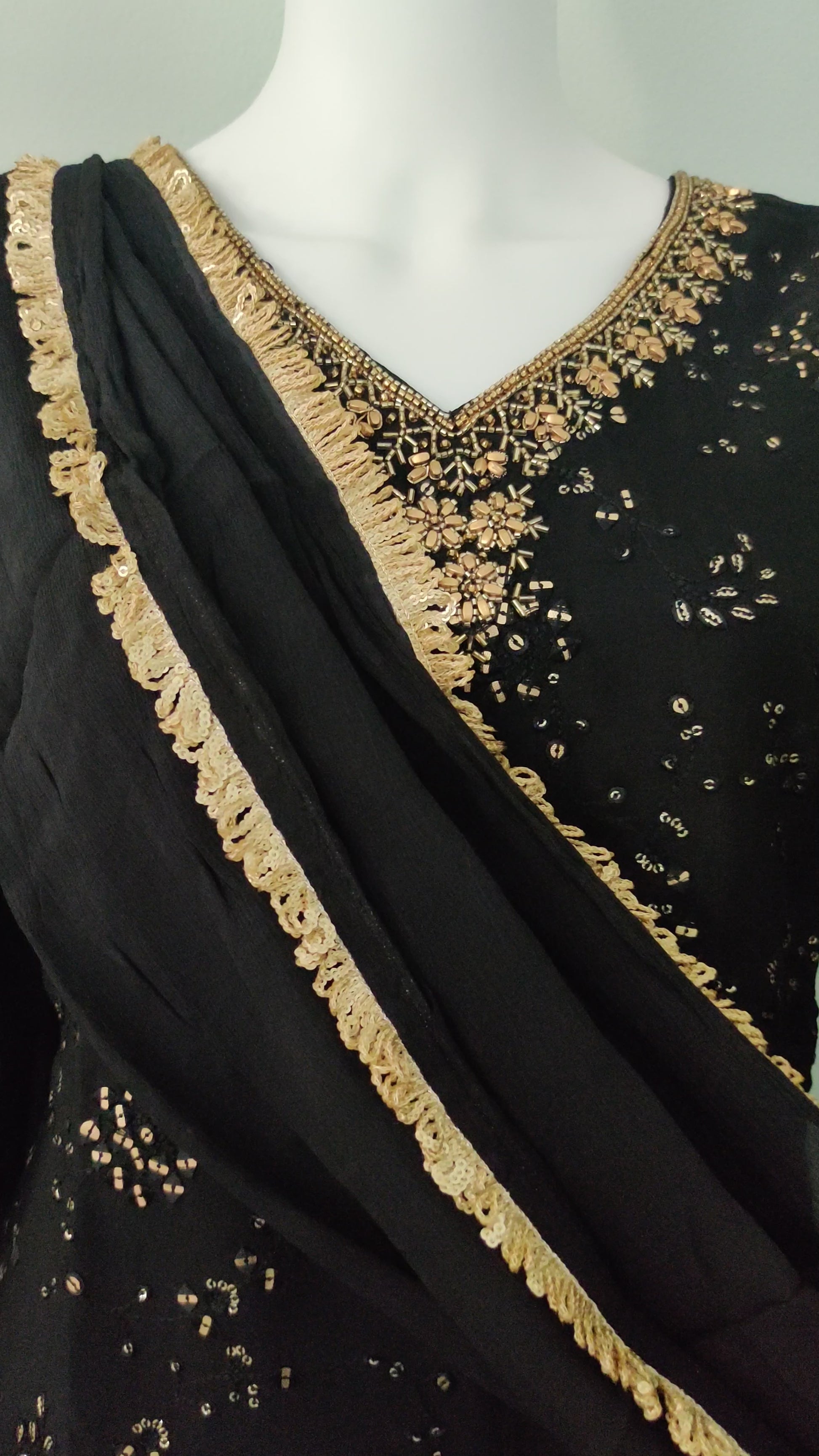 Midnight Grace Chikankari Palazzo Suit