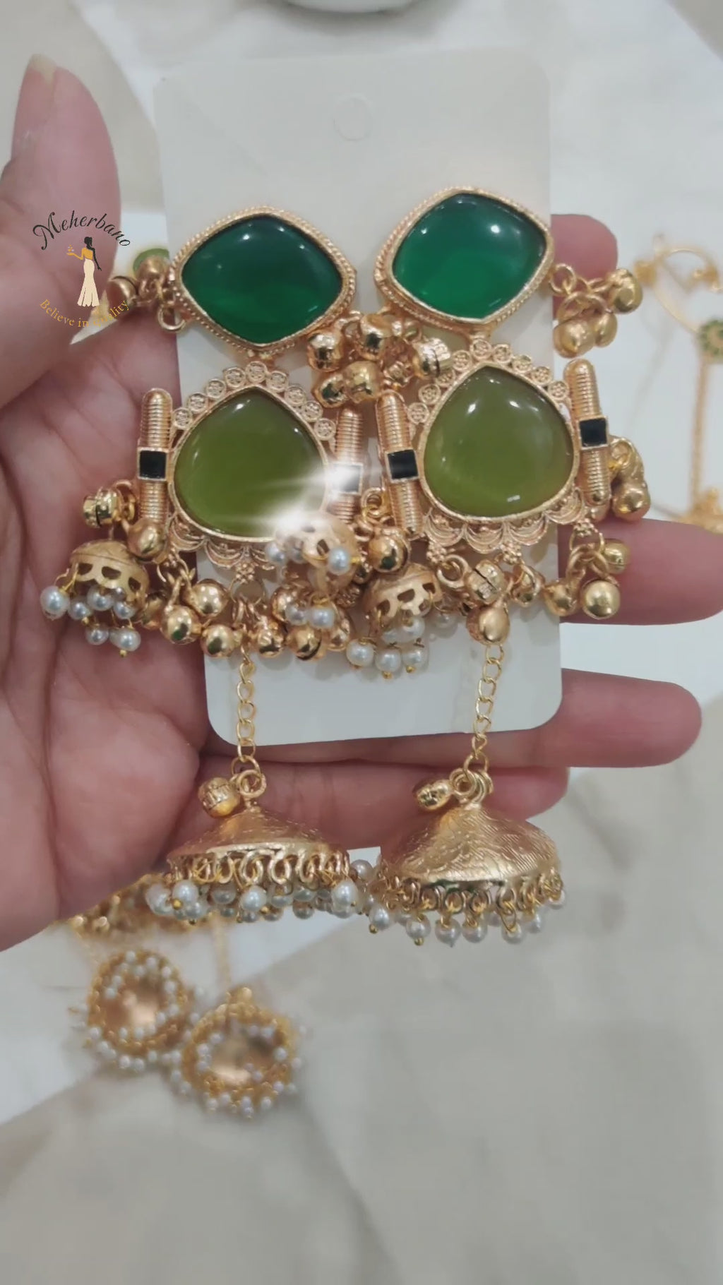 Kashmiri Dome Earrings – Available in Black & Green