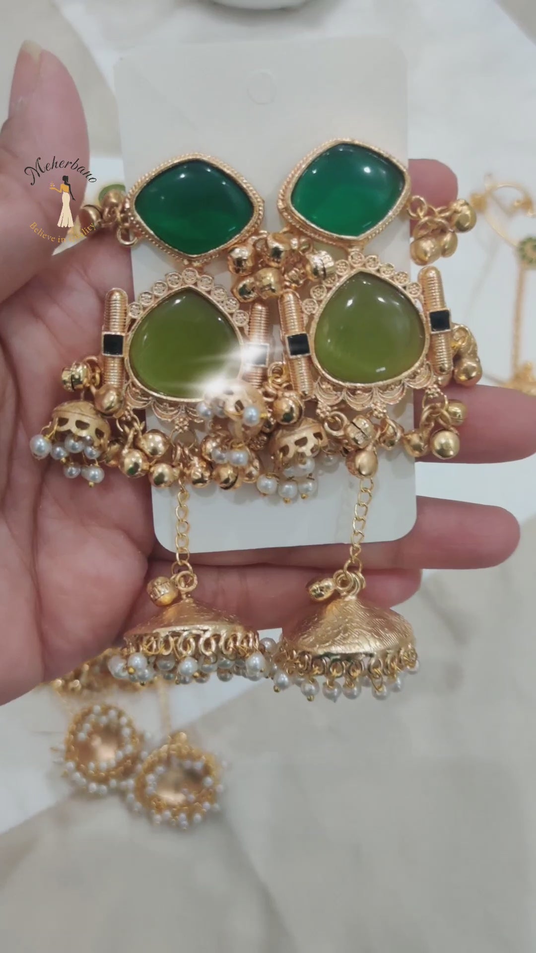 Kashmiri Dome Earrings – Available in Black & Green