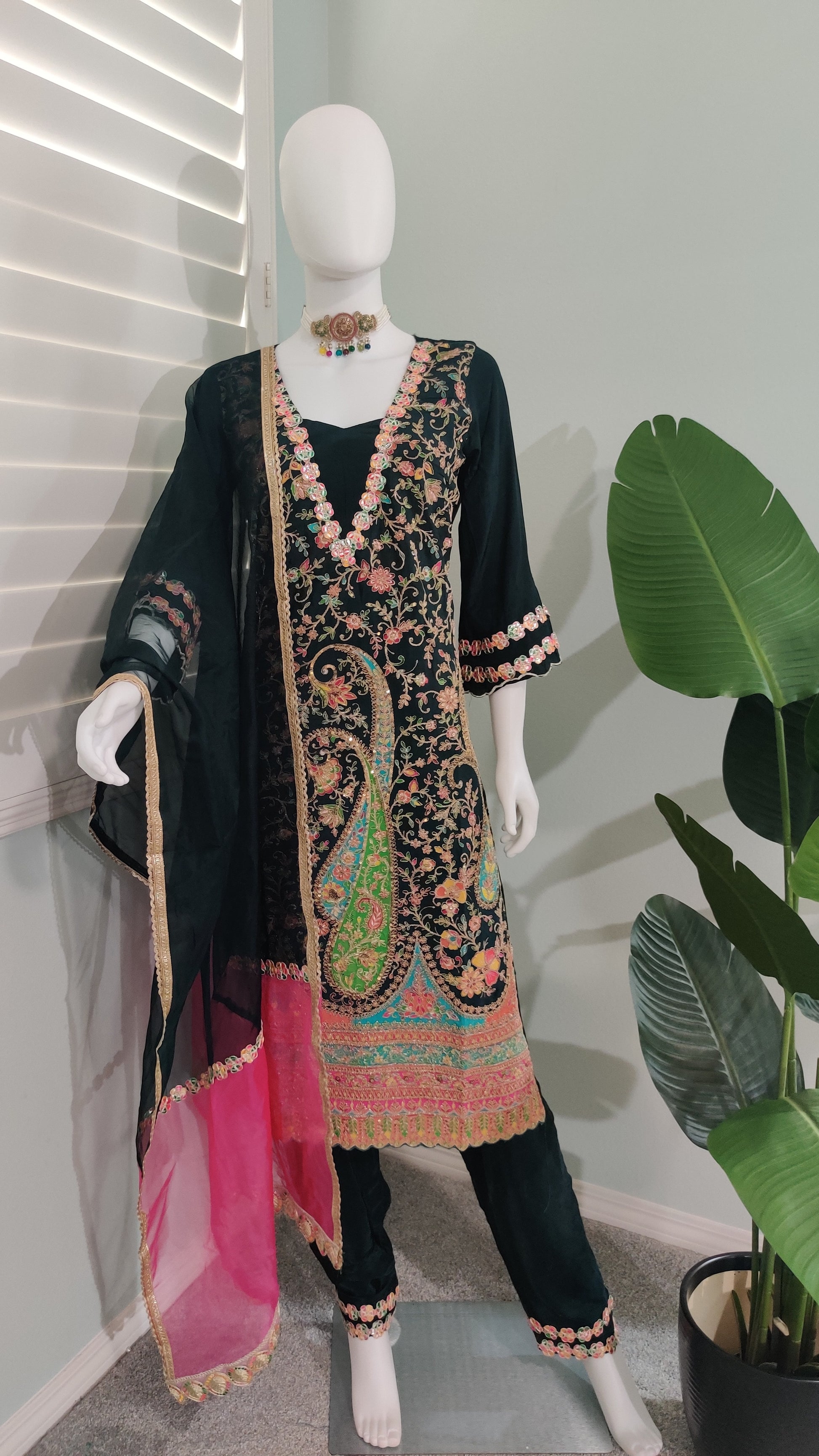 Premium Silk Antique Embroidered Festive wear Kurta Set
