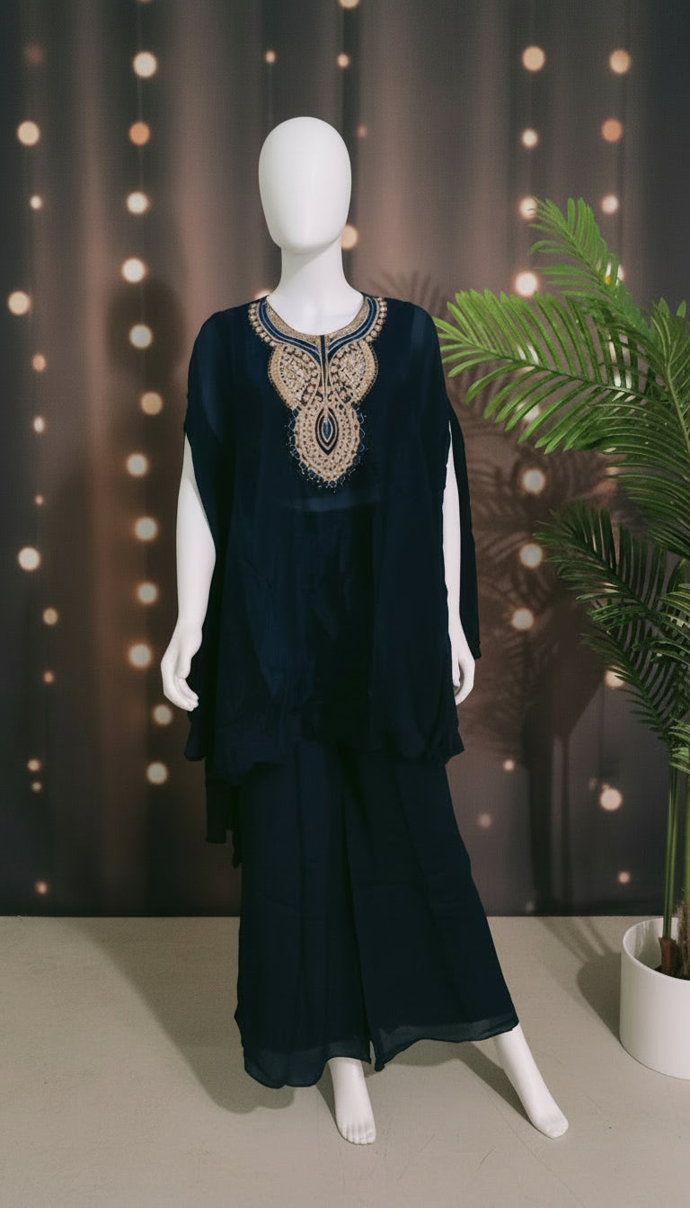 Midnight Majesty: Embroidered Elegance in Motion