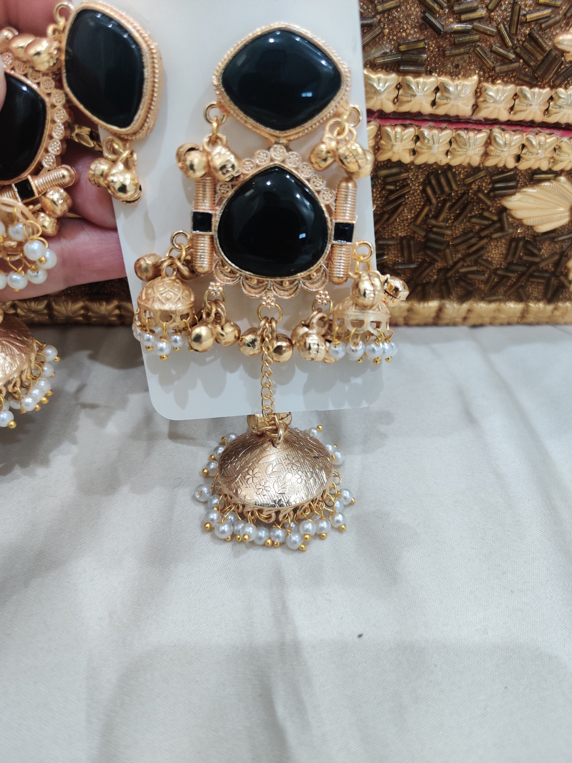 Kashmiri Dome Earrings – Available in Black & Green