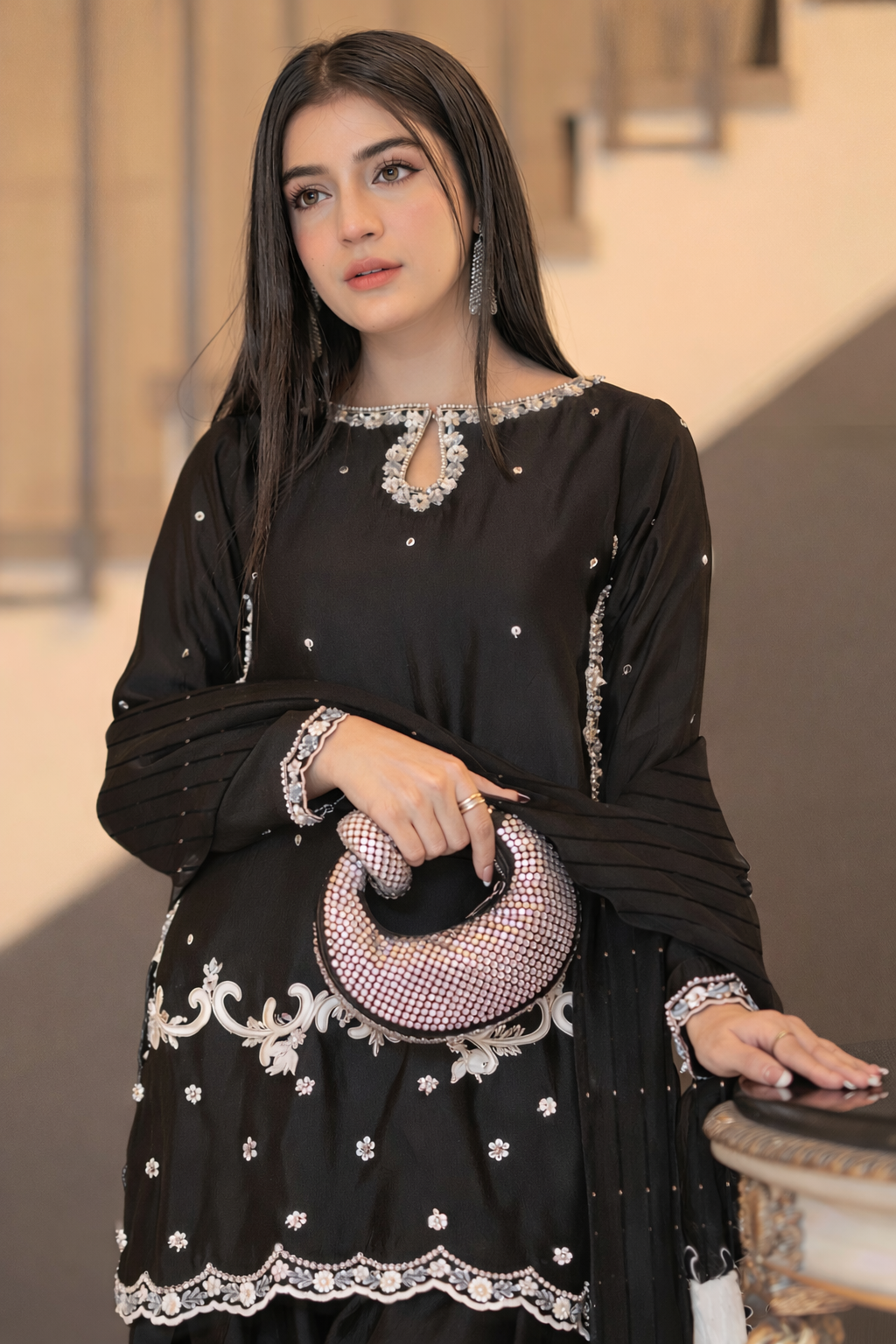 Black Embroidered Pakistani Suit