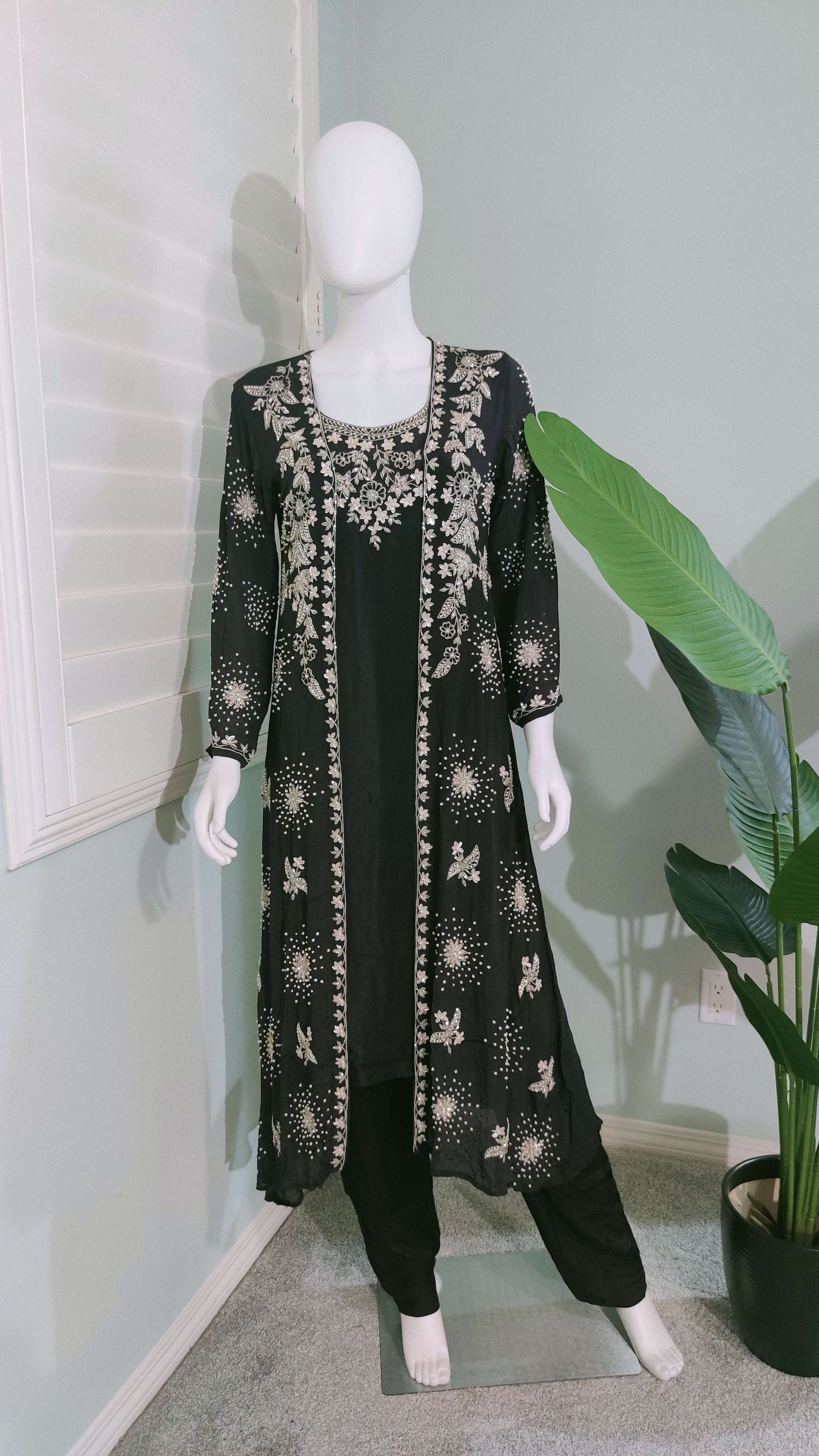 Deep Purple Indo Western Hand Embroidered Party wear Dress