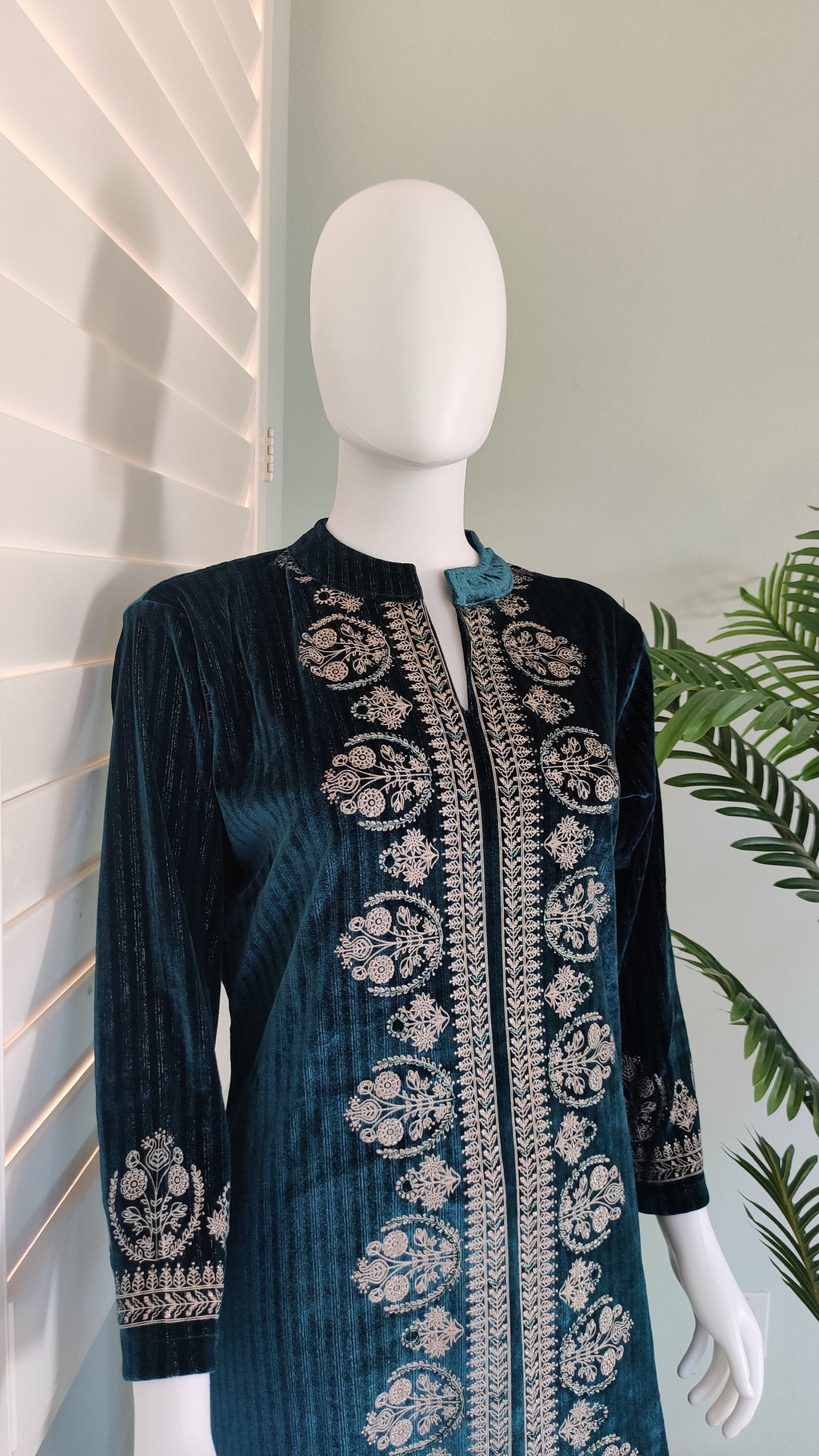 Teal Blue Embroidered Cord Set