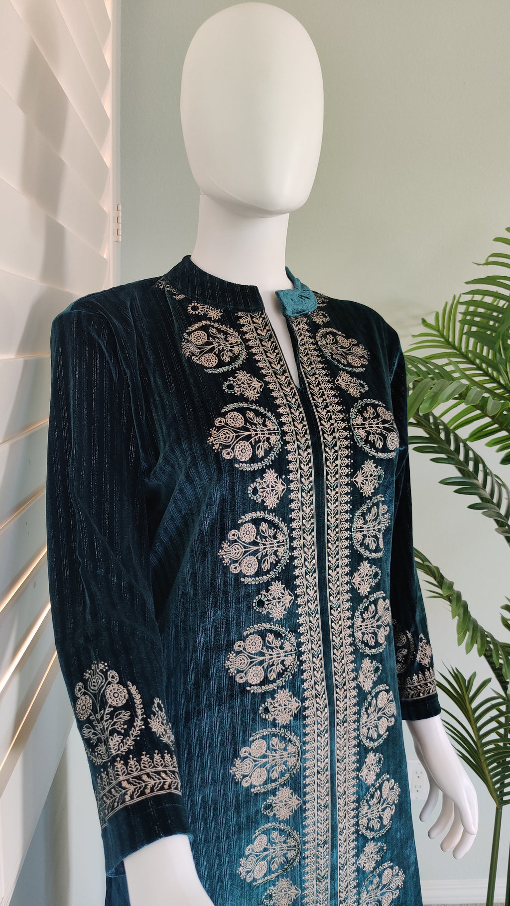 Teal Blue Embroidered Cord Set