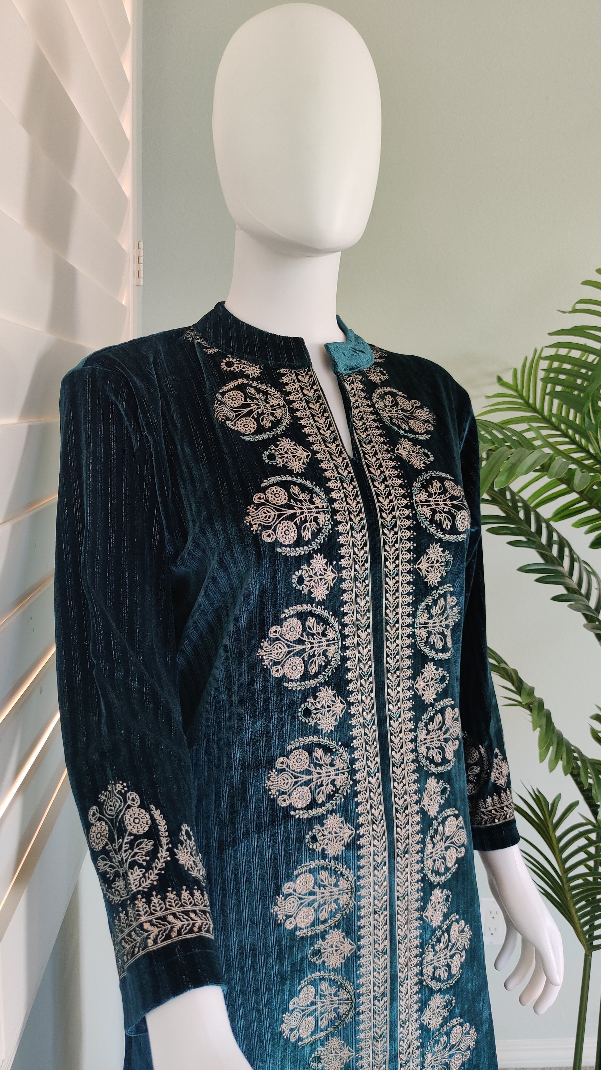 Teal Blue Embroidered Cord Set