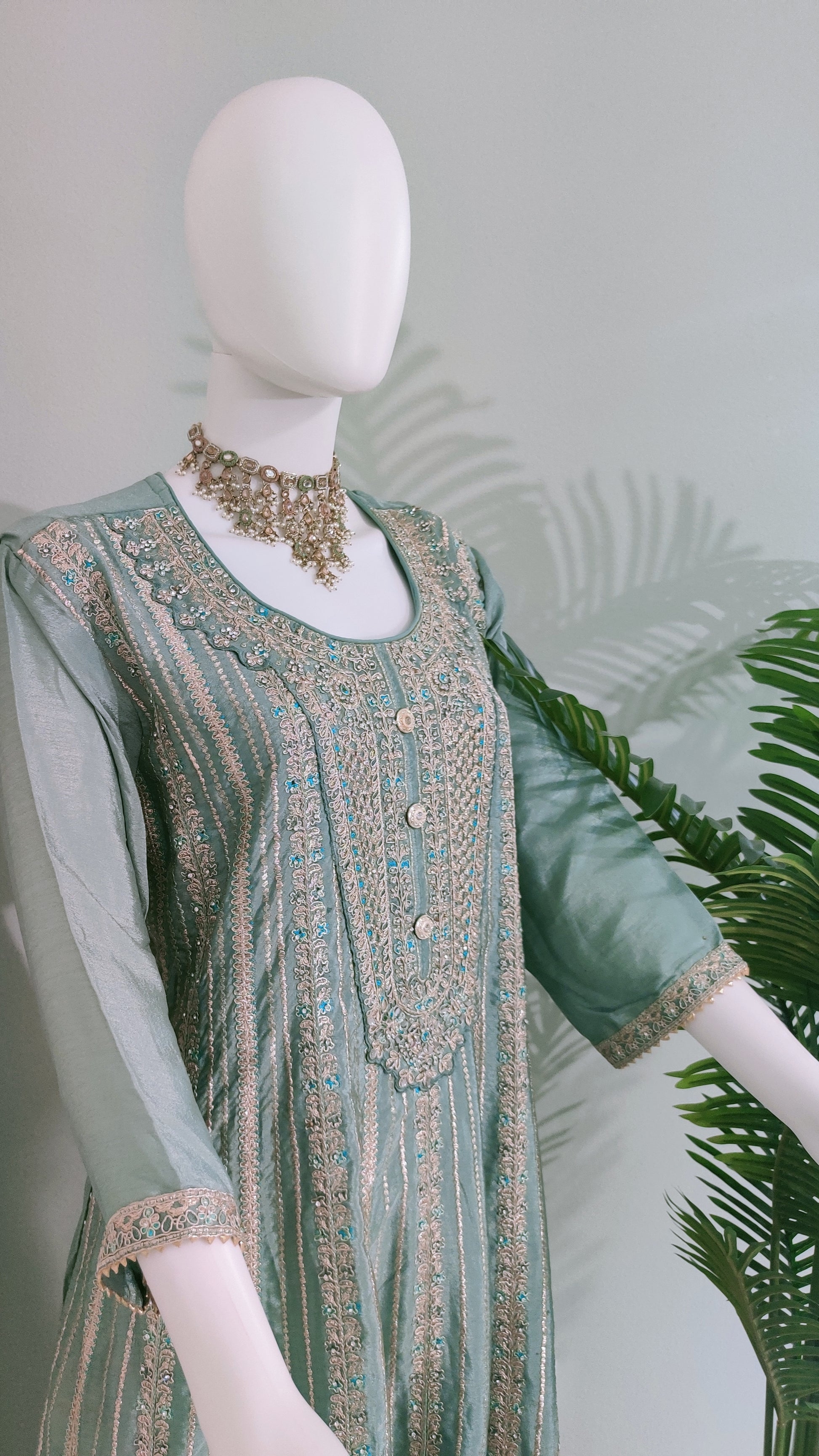 ✨ Regal & Elegant Heavy Chinon Embroidered Palazzo Set