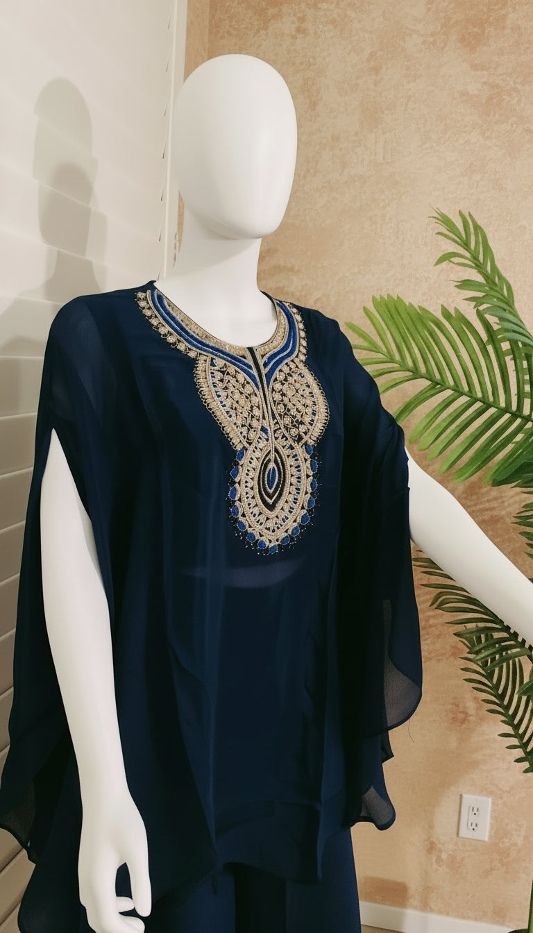 Midnight Majesty: Embroidered Elegance in Motion