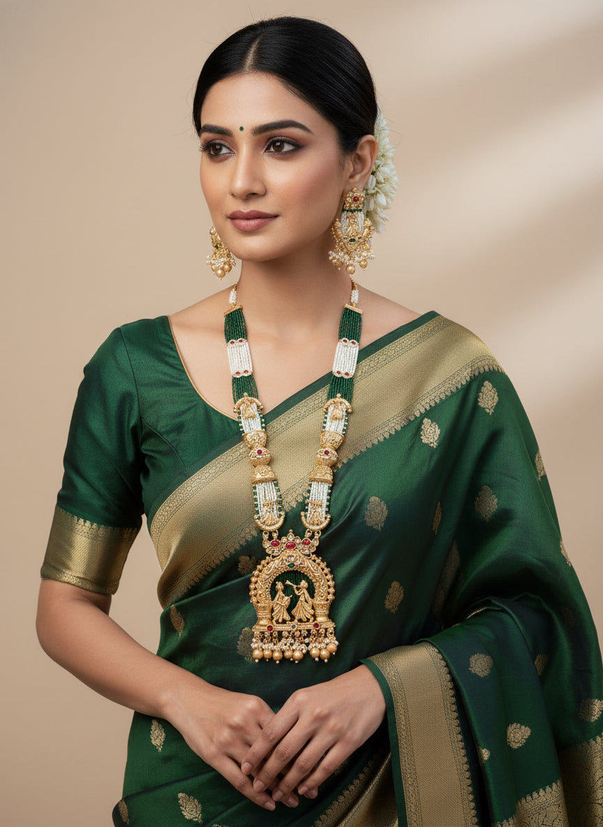 Regal Temple-Inspired Long Necklace